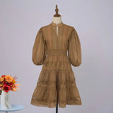 Dress Eugen Yarn Half-Open Lantern Sleeve Middle Sleeve Dress Lace Lace To Receive Waist