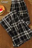 Waist Women Plaid Pants Summer Fashion Loose Wide Leg Pants Y2K Casual Female All Match Straight Trousers Korean