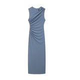 Women's Clothing 2025 Spring New Sleeveless Folding Decorative Fan Flute Dress Dress