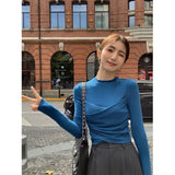 With A Set Of Stylish Blue Long-Sleeved Bottom Top Women 2025 Autumn Loose Suit Suit Suit Suit