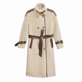 2021 Winter Long Warm Thick Faux Fur Coat Women with Belt Loose Casual Stylish Korean Fashion Jackets Double Breasted