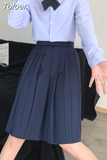 School Uniform Pleated Skirt Women Japanese Fashion Cute High Waist Knee-length A-line Skirt for Girls Preppy Casual