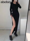 Sexy Slim Strapless Shoulder Bag Buttocks Long Sleeve Dress Autumn Womens 2022 Hot Square Collar Button