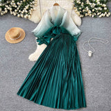 Suit Female Strap To Waist Gradient Color Pressure Folding Shirt High Waist 100 Folded Skirt Two