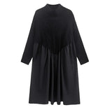 Women Black Knitting Big Size Long Thick Dress New Turtleneck Long Sleeve Loose Fashion Tide Autumn Winter 2022