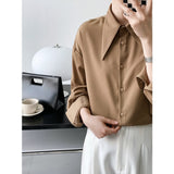 Pointed Collar Button Up Shirt Klein Blue / White / Khaki Women's Spring 2022