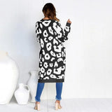 Autumn Winter Long Leopard Cardigan Women Knitted Sweater Oversized Coat Colorful Long Sleeve Women's Clothing Female