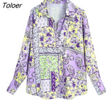 2023 Spring Women Fashion Printed Shirt Casual Loose Long Sleeve Single-breasted Lapel Female Shirt Chic Top