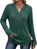 And Autumn 2025 New TK Solid Color V-Neck Button Loose Hooded Knitted
