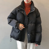winter ladies fashion oversize stand collar jacket 2021 new style women zipper thicken warm bread down parka chic coat