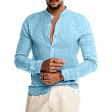 Explosion Autumn/Winter V-Neck Linen New Cardigan Long-Sleeved Men's