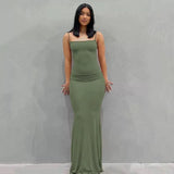 Backless Slim Sexy Slip Maxi Dress 2022 Spring Women Party Y2K Concise Bodycon Dress Summer Elegant Clothing