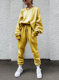 2025 Women's New Ebay Burst Pure Color Long-Sleeved Trousers Loose Casual Suit