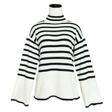 2025 New Explosion Women's High-Collar Knitted Striped Opener