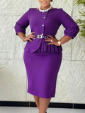 New Elegant Elastic Body Repair Collared High-Waisted Temperament With Hips Solid-Colored