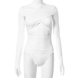 Hollow Out Bodysuits Women Slim High Waist 2021 Sexy Cropped V Neck Solid Feature Stretchy Long Sleeve Body Suit