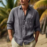 Men's Linen Shirt Button Shirt Summer Beach Shirt Pure