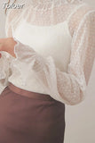 New Transparent Korean Loose Women Lace Blouse 3 Colors Female Bottoming Blouses Plus Size Cheaper