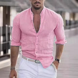 New Men's Summer Shirt Beach Shirts Long Sleeves Solid Hawaiian Holiday