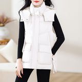 Down Cotton Vest Female 2024 Autumn And Winter New Korean Version Loose Vest Wearing Vest Collar Horse Clip Thick Jacket-Outfit