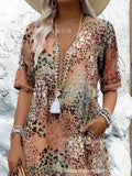 New Printed Summer V-Neck Casual Holiday Bag Dress Home Clothes