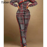 Women Sets Autumn Long Sleeve Plaid Print Zipper Top Slim Plare Pants Casual 2 Piece Set 2022 Fashion Sports Lady