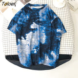 Sleeve T-shirts Women Tie-dye O-neck Chic Hot Sale Unisex Tees Teens Schoolgirls Harajuku High Street Ulzzang Tops