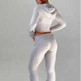 Autumn New Women's Decoration Short Hooded Top Sleeves Casual Pants Fashion Set Women's Two-Piece