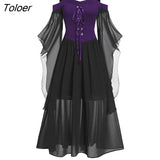Women Fashion Vintage Style Square Neck Party Dress Women Cosplay Dress Retro Midi Gown Dress Gothic Dresses Women