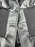 Fashion Women's Blazer Notched Collar PU Patchwork Knitted Super Waist Silhouette Suit Jackets Spring 2023 New