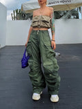 Toloer 2024 New Three-Dimensional Pocket Design Sense Hot Girl Style Do Old Design Sense Jeans Wide Leg Pants-Outfit