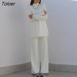 Autumn Winter Casual Outfits Women Two Piece Sets Pullovers Sweater Tops High Waisted Long Pants Outwear Matching