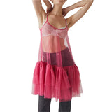 Camisole Women Summer Sheer See Through Spaghetti Strap Sleeveless Backless Ruffle Tulle Tops 2000s Vest Club Party