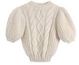 White Women Sweater Fashion Autumn Short Sleeve Twist Pullover Female Jumper Mujer Femme Chandails 2022 Invierno