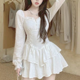 Party 2022 Spring Vintage Fairy Dress Women Sexy Korean Fashion Design Y2k Dress Female Kawaii V-neck Slim Elegant Mini Party