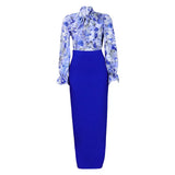Women's 2025 New Fashion Print Strapped With Long-Sleeved Shirt Skirts