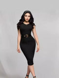 Toloer Women's Wear 2024 Summer New Solid Color Round Collar Sleeveless Vest Wrap Hip Skirt Fashion Temperament Dress Children-Outfit
