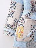Women's Collar Print Quilt Cotton Long Coat