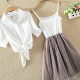 Women Dresses Summer 2022 New Korean Fashion Short Sleeve Shirt White Oversized Clothes Midi Casual Mesh Tulle Pink Plus