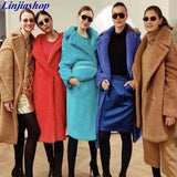lamb wool fur coat christmas sweater women 2023 autumn winter faux fur solid plus size coat femme warm jacket outwear 1028-0-Outfit