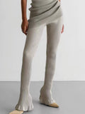 Fashion Women's Pants Slim Pleated Solid Color High Elasticity Simplicity Flare Horseshoe Trousers Spring 2023 New