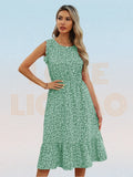 Party Printing Boho Dress Women Flying Sleeve O-Neck Floral A-Line Ladies Dresses Summer 2022 Elegant Long Dress Royal Blue Robe