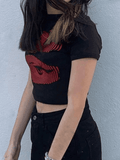Eye Print Baby Crop Top-Outfit