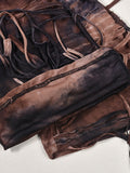 Fashion Women Casual Pant Fringe Lace-up Contract Color Slim Designer Floor-length Boot Cut Female Summer 2023 New