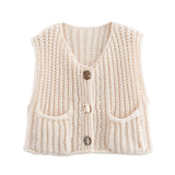 Autumn Street Shirt Fashion Cute Crochet Wool Vest Knitted Thick Knitted Vest Women's