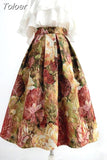 Skirts Women High Waist Temperament Jacquard A-line Jupe Fashion Floral Korean Elegant Skirt 2023 Faldas Mujer De
