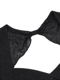 Back Cutout Black Crop Top-Outfit