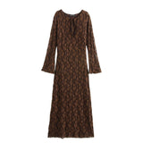 2025 New Fashion Temperament Round Horn Sleeve With Lace Dress