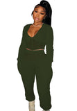 Casual Patch V-Neck Cropped Top and Pants 2 Piece