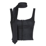 Familiar Wind Around The Neck Invisible Buckle Square Neck Sling Urban Commuter Bosom-Type Waist Thin Short Baboon